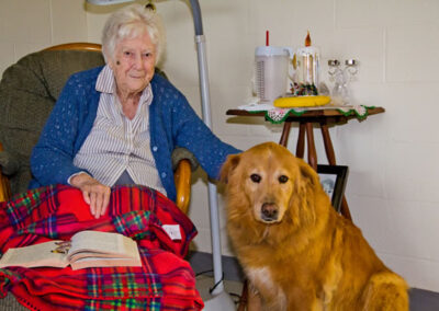 resident with dog