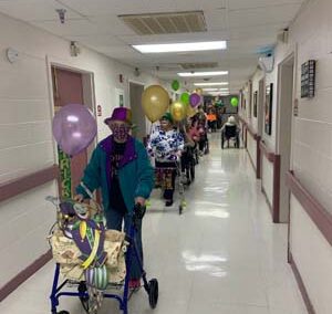 mardi gras parade with residents