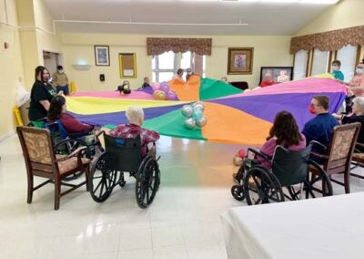 residents playing parachute