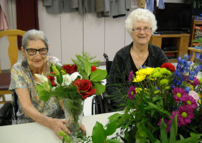 making flower arrangements