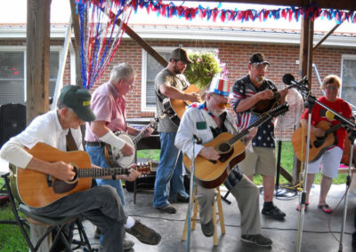 band playing for residents