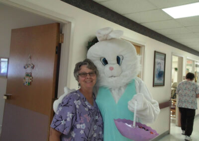 employee with the easter bunny