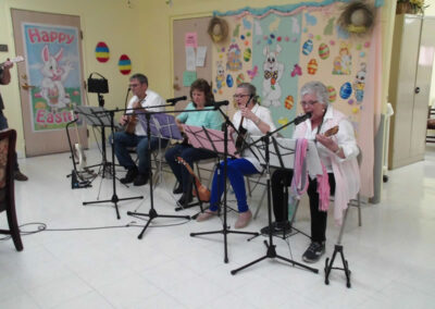 band playing for residents